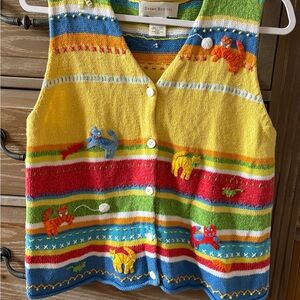 Colorful Cat Knit Vest by Susan Bristol